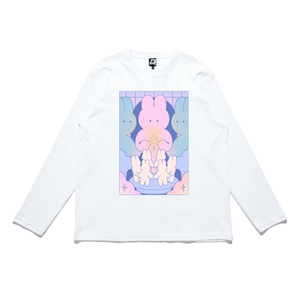 "Bunny Supremacy" Cut and Sew Wide-body Long Sleeved Tee White/Beige