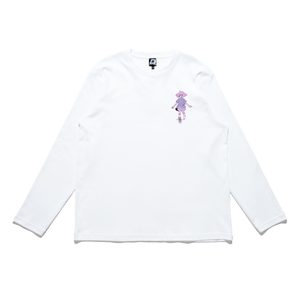 "Girl" Cut and Sew Wide-body Long Sleeved Tee White/Black