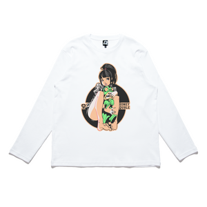 "Honey Trouble" Cut and Sew Wide-body Long Sleeved Tee White