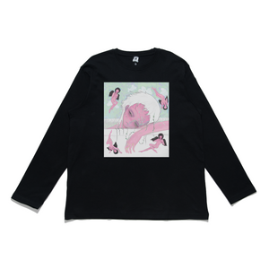"Merry Go Round" Cut and Sew Wide-body Long Sleeved Tee White/Black
