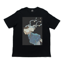 Load image into Gallery viewer, &quot;Bloom: Blue and White&quot; Cut and Sew Wide-body Tee White/Black