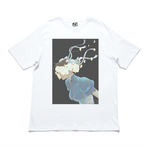 "Bloom: Blue and White" Cut and Sew Wide-body Tee White/Black