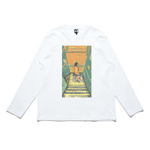 "Wrong Place Wrong Time" Cut and Sew Wide-body Long Sleeved Tee White/Black