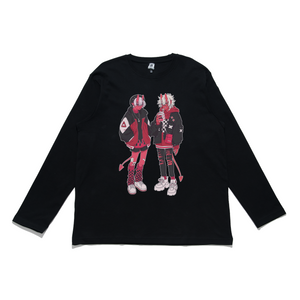 "Oni Street Fashion" Cut and Sew Wide-body Long Sleeved Tee White/Black