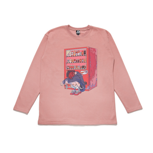 "Vending Machine" Taper-Fit Heavy Cotton Long Sleeve Tee Sky Blue/Mint/Rose