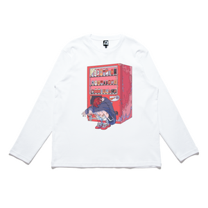 "Vending Machine" Cut and Sew Wide-body Long Sleeved Tee White