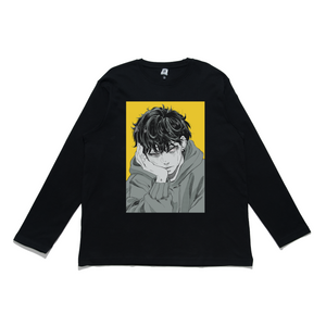 "Gray Feeling" Cut and Sew Wide-body Long Sleeved Tee White/Black