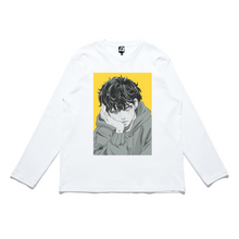 Load image into Gallery viewer, &quot;Gray Feeling&quot; Cut and Sew Wide-body Long Sleeved Tee White/Black