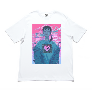 "Heartless" Cut and Sew Wide-body Tee White/Salmon Pink