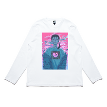 Load image into Gallery viewer, &quot;Heartless&quot; Cut and Sew Wide-body Long Sleeved Tee White/Salmon Pink