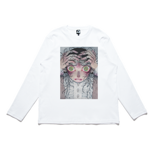 "Anxiety" Cut and Sew Wide-body Long Sleeved Tee White/Black