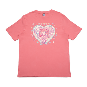"Pinksick" Cut and Sew Wide-body Tee White/Black/Salmon Pink