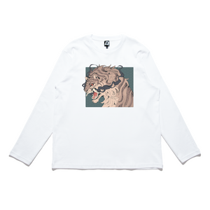 "Ghost Cat" Cut and Sew Wide-body Long Sleeved Tee White/Black