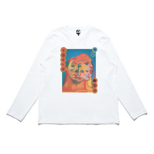 "Portrait" Cut and Sew Wide-body Long Sleeved Tee White