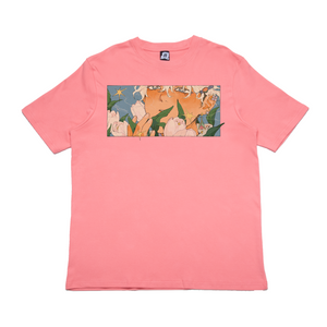 "Traces of Memories #3" Cut and Sew Wide-body Tee Black/Beige/Salmon Pink