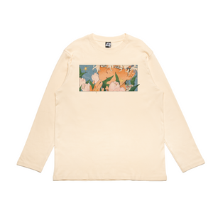 "Traces of Memories #3" Cut and Sew Wide-body Long Sleeved Tee Black/Beige/Salmon Pink
