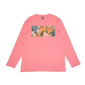 "Traces of Memories #3" Cut and Sew Wide-body Long Sleeved Tee Black/Beige/Salmon Pink