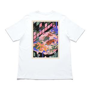 "Pool Party" Cut and Sew Wide-body Tee White/Salmon Pink