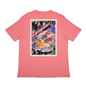 "Pool Party" Cut and Sew Wide-body Tee White/Salmon Pink