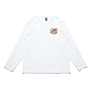 "Pool Party" Cut and Sew Wide-body Long Sleeved Tee White/Salmon Pink