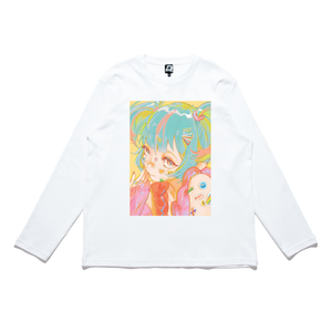 "Rainbow" Cut and Sew Wide-body Long Sleeved Tee White
