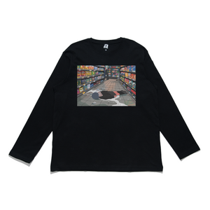 "Down" Cut and Sew Wide-body Long Sleeved Tee White/Black