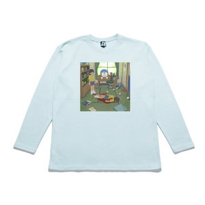 "I Killed Myself In The Past" Taper-Fit Heavy Cotton Long Sleeve Tee Mint