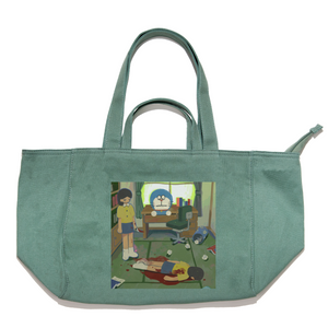 "I Killed Myself In The Past" Tote Carrier Bag Cream/Green