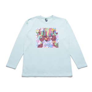 "Star Boy" Taper-Fit Heavy Cotton Long Sleeve Tee Mint