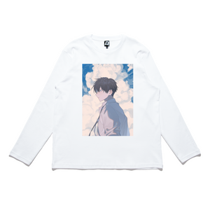 "Breathe the Air of Freedom" Cut and Sew Wide-body Long Sleeved Tee White/Black