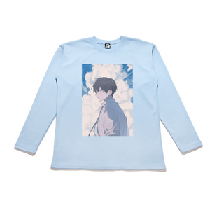 "Summer Solstice" Taper-Fit Heavy Cotton Long Sleeve Tee Sky Blue