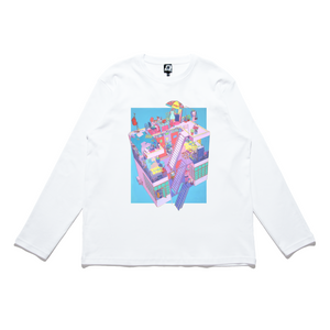 "Let's Make a Wonderful Day" Cut and Sew Wide-body Long Sleeved Tee White