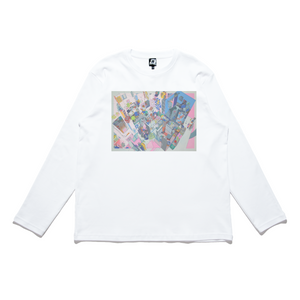 "For Starting Today" Cut and Sew Wide-body Long Sleeved Tee White