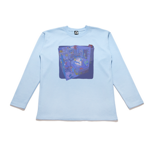 "Dream Or Reality" Taper-Fit Heavy Cotton Long Sleeve Tee Sky Blue