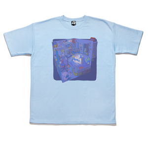 "Dream Or Reality" Taper-Fit Heavy Cotton Tee Sky Blue