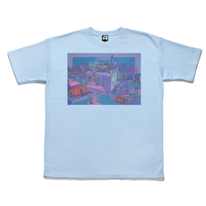 "The Night Is Still Young" Taper-Fit Heavy Cotton Tee Sky Blue