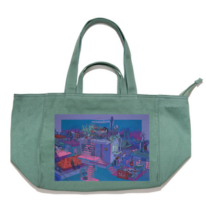 "The Night is Still Young" Tote Carrier Bag Green