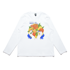 "Fruit" Cut and Sew Wide-body Long Sleeved Tee White