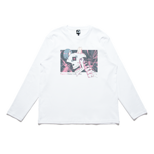 "Human Construction" Cut and Sew Wide-body Long Sleeved Tee White
