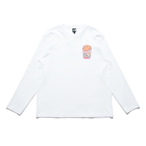 "Fries & Cereal" Cut and Sew Wide-body Long Sleeved Tee White/Black