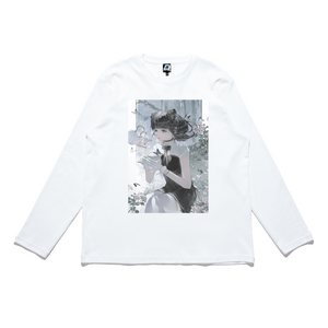 "Tea Time" Cut and Sew Wide-body Long Sleeved Tee White