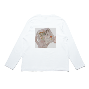 "Consume soon after opening" Cut and Sew Wide-body Long Sleeved Tee White