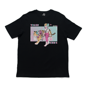 "Tiger Friends" - Cut and Sew Wide-body Tee White/Black