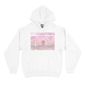 "I'll be waiting by the Sea" Basic Hoodie White/Pink