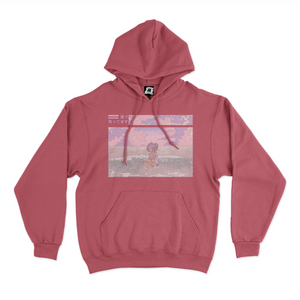 "I'll be waiting by the Sea" Basic Hoodie White/Pink