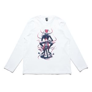 "Pretend" Cut and Sew Wide-body Long Sleeved Tee White/Black