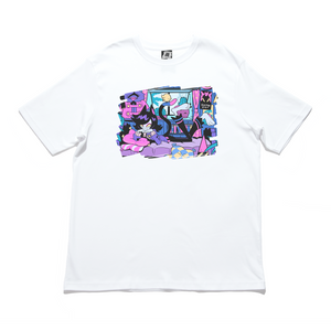 "Miyata's Room" Cut and Sew Wide-body Tee White/Black