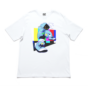 "Television" Cut and Sew Wide-body Tee White