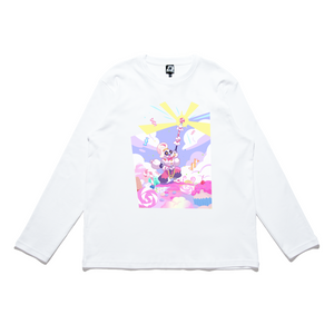 "Sweet King" Cut and Sew Wide-body Long Sleeved Tee White
