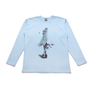 "Bathood" Taper-Fit Heavy Cotton Long Sleeve Tee Sky Blue